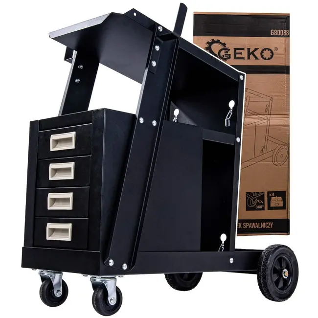 GEKO Welding kar - mobiel - 4 lades - staal - zwart