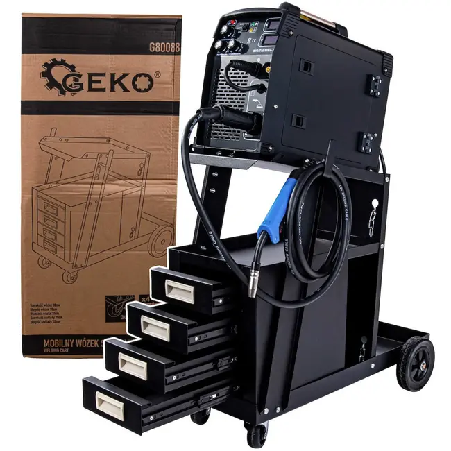 GEKO Welding kar - mobiel - 4 lades - staal - zwart