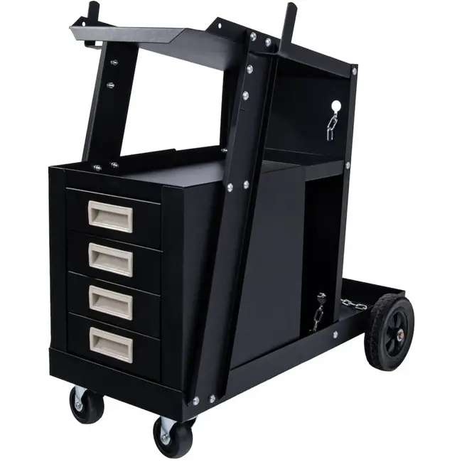 GEKO Welding kar - mobiel - 4 lades - staal - zwart