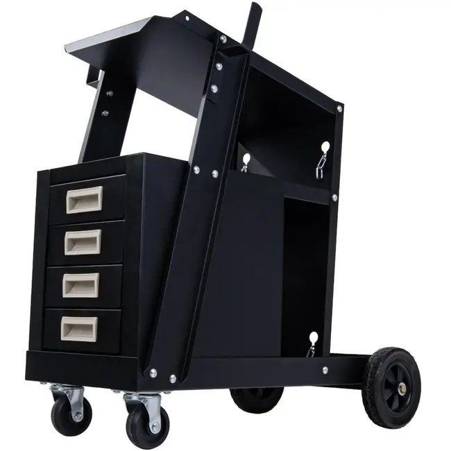 GEKO Welding kar - mobiel - 4 lades - staal - zwart