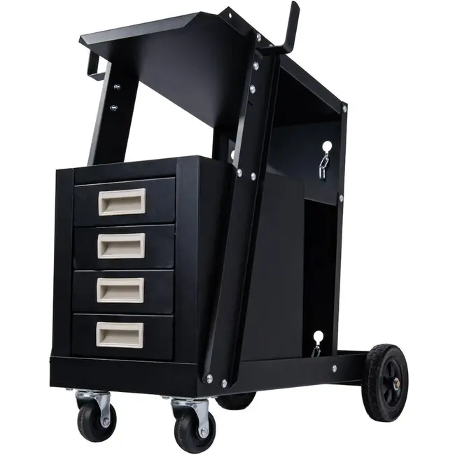 GEKO Welding kar - mobiel - 4 lades - staal - zwart