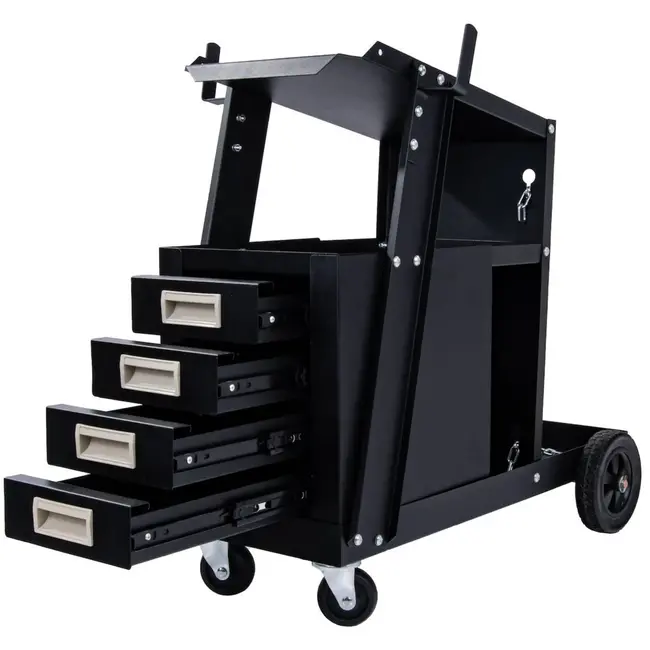 GEKO Welding kar - mobiel - 4 lades - staal - zwart