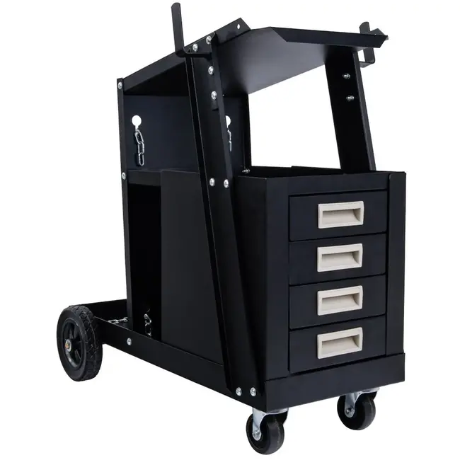 GEKO Welding kar - mobiel - 4 lades - staal - zwart
