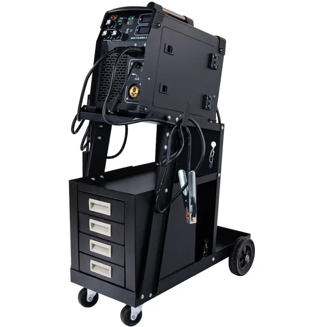 GEKO Welding kar - mobiel - 4 lades - staal - zwart