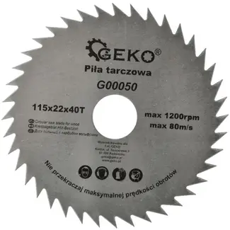 GEKO Cirkelzaagblad - Houtbewerking - 115 mm - 40 Tanden - Staal