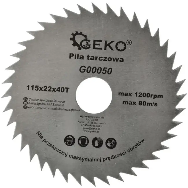 GEKO Cirkelzaagblad - Houtbewerking - 115 mm - 40 Tanden - Staal