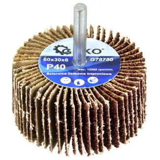 GEKO Abrasieve lamellenschijf - P40 korrel - 60x30 mm - 6 mm as