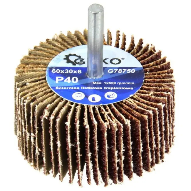 GEKO Abrasieve lamellenschijf - P40 korrel - 60x30 mm - 6 mm as