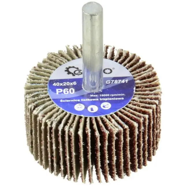 GEKO Schuurwiel - Aluminiumoxide - P60 korrel - 40x20 mm - 6 mm schacht