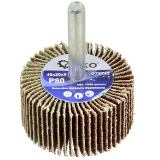 GEKO Abrasieve lamellenschijf - Aluminiumoxide - 40x20 mm - Korrel 80 - 6 mm schacht