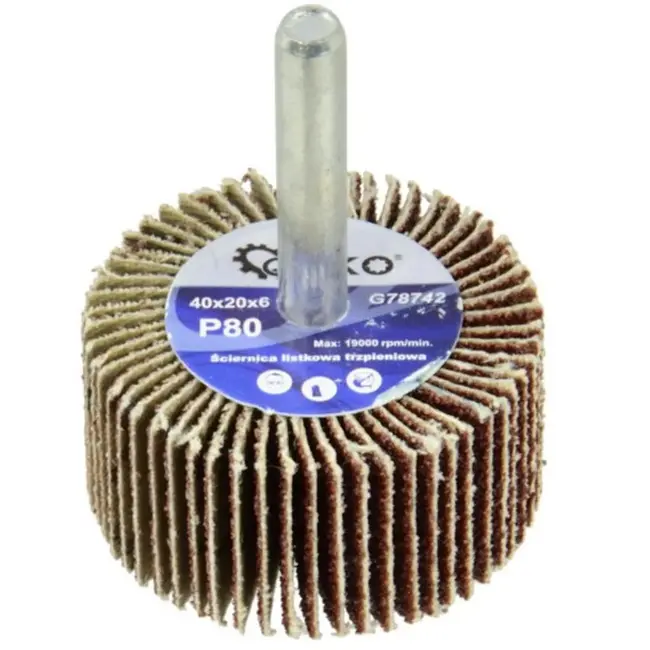 GEKO Abrasieve lamellenschijf - Aluminiumoxide - 40x20 mm - Korrel 80 - 6 mm schacht