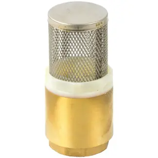 GEKO Voetklep met zeef - messing - 1" aansluiting - roestvrijstalen veer