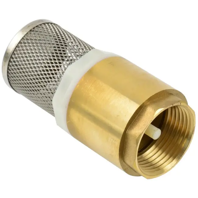 GEKO Voetklep met zeef - messing - 1" aansluiting - roestvrijstalen veer