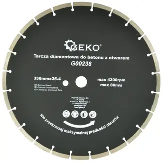 GEKO Diamantschijf - Gesegmenteerde Rand - 350 mm - Extra Gat - Voor Steen en Beton