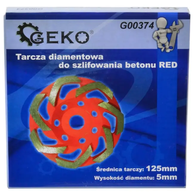 GEKO Diamant slijpschijf - turbo ontwerp - 125 mm - 5 mm segment - rood
