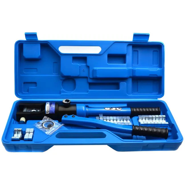 GEKO Hydraulische krimptang - 180° draaibare kop - 10-300mm² capaciteit - 12 matrijzen - Anti-slip handgreep