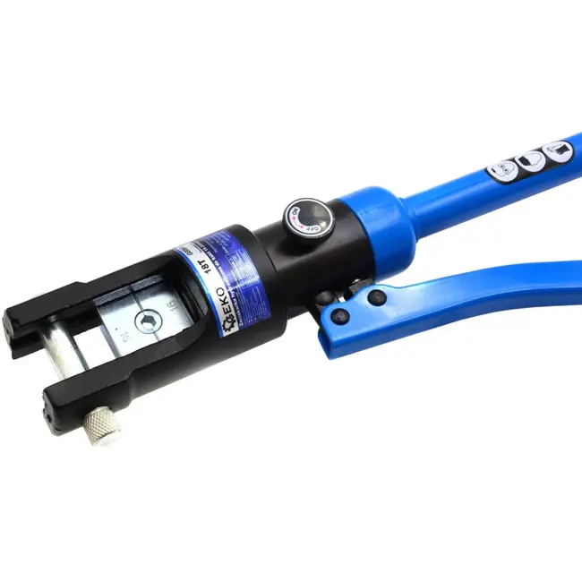 GEKO Hydraulische krimptang - 180° draaibare kop - 10-300mm² capaciteit - 12 matrijzen - Anti-slip handgreep