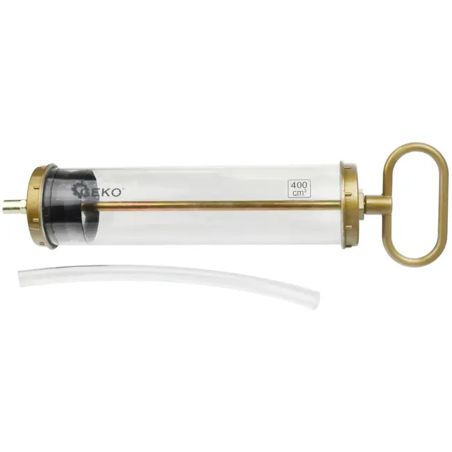 GEKO Oliezuiger - Transparant - 400 ml - Flexibele slang - T-bar plunjer
