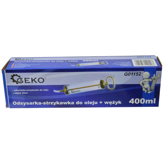 GEKO Oliezuiger - Transparant - 400 ml - Flexibele slang - T-bar plunjer