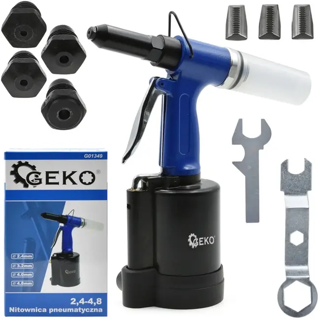 GEKO Pneumatische riveter - veelzijdig - 2,4-4,8 mm - met afvalcontainer