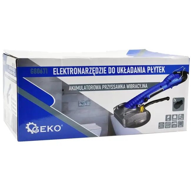 GEKO Draadloze tegelzuignap - verstelbare vibratie - 100x100 cm - incl. 2 batterijen