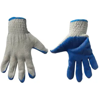 GEKO Witte werkhandschoenen - blauwe latex grip - maat 9 - 10 stuks