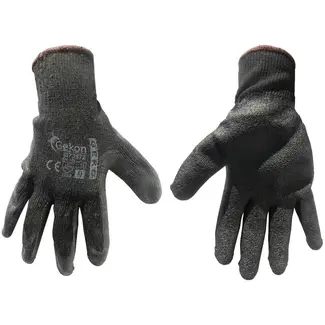 GEKO Katoenen werkhandschoenen - latex coating - maat 9 - zwart - 12 stuks