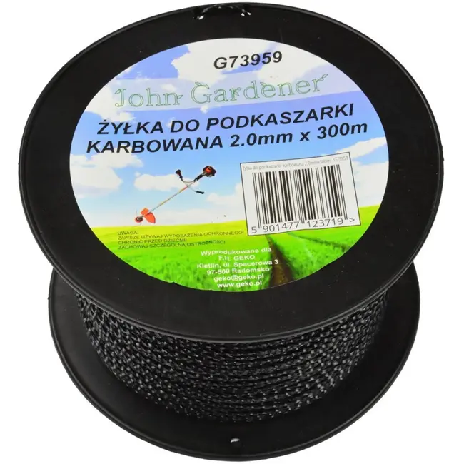 John Gardener Nylon maaidraad - geribbeld - 2.0mm dik - 300m lang - hoge slijtvastheid