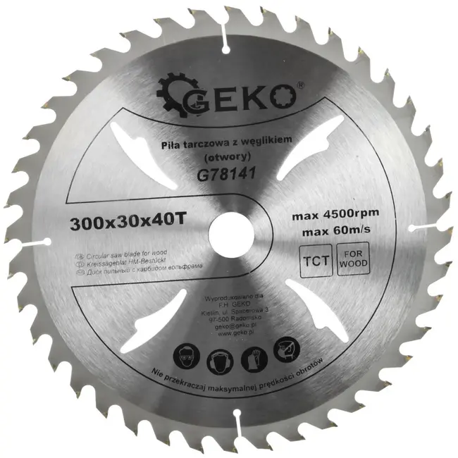 GEKO Cirkelzaagblad - 300 mm - 40 Tanden - Koelgaten - Houtbewerking