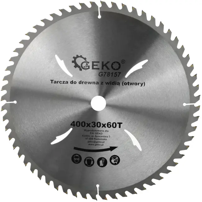 GEKO Cirkelzaagblad - Houtbewerking - 400 mm - 60 Tanden - Koelgaten