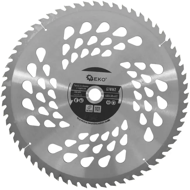 GEKO Cirkelzaagblad - 450 mm - 60T - Koelgaten - Houtbewerking