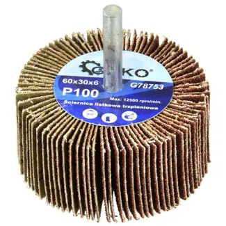 GEKO Abrasieve lamellenschijf - P100 korrel - 60x30 mm - 6 mm as - Aluminiumoxide