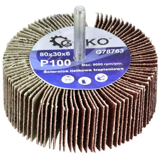 GEKO Abrasieve lamellenschijf - P100 korrel - 80x30 mm - 6 mm as - Aluminiumoxide