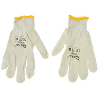 GEKO Witte katoenen werkhandschoenen - universele maat - antislip grip - 12 stuks
