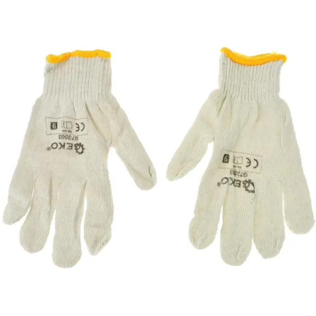 GEKO Witte katoenen werkhandschoenen - universele maat - antislip grip - 12 stuks
