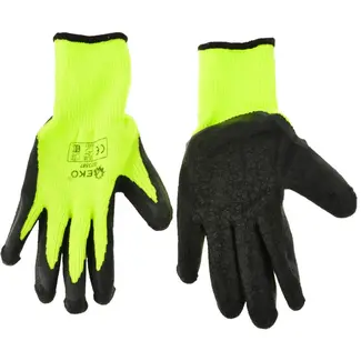 GEKO Acryl gevoerde winterhandschoenen - latex coating - groen - maat 8 - 12 stuks