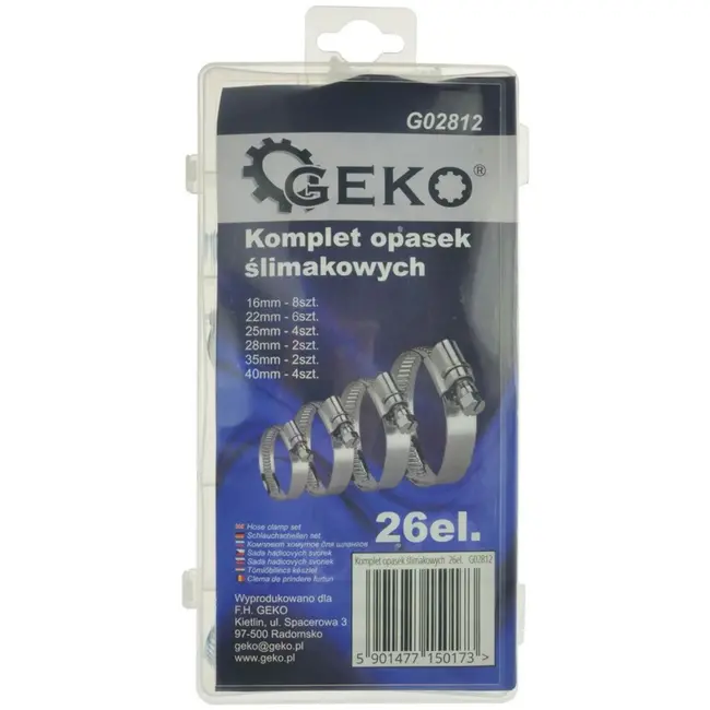 GEKO Slangklemmen Assortiment - 26-delig - 16-40mm - Inclusief Opbergdoos