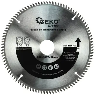GEKO Cirkelzaagblad aluminium - 200 mm - 100 tanden - Inclusief reductieringen