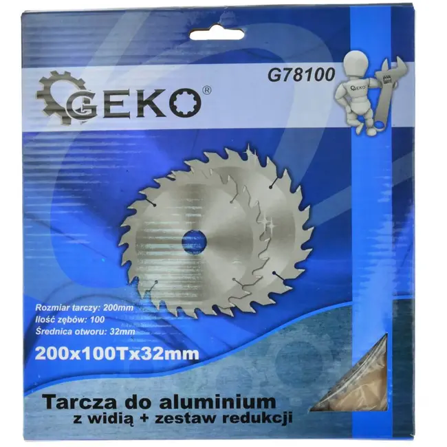 GEKO Cirkelzaagblad aluminium - 200 mm - 100 tanden - Inclusief reductieringen