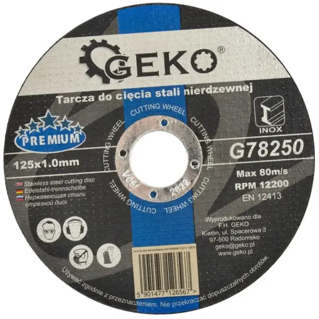 GEKO RVS snijschijf - Corundum - Glasvezelversterkt - 125 mm - 1,0 mm dikte - 10 stuks