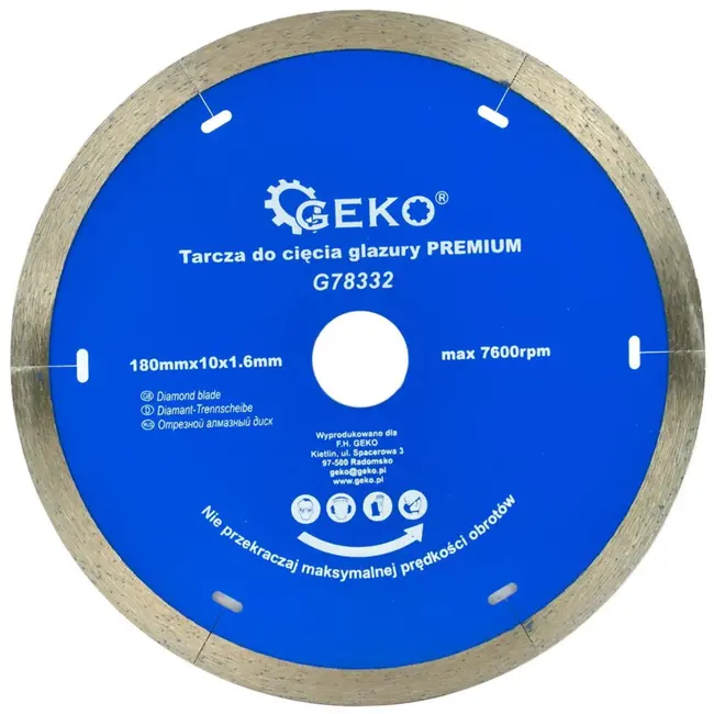 GEKO Diamantschijf - Microsegmenten - Voor Porselein en Keramiek - 180 mm