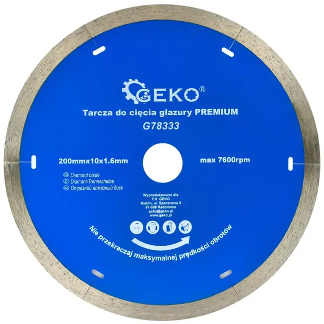 GEKO Diamantschijf - Micro segmenten - Voor porselein en keramiek - 200 mm - 1,6 mm dikte