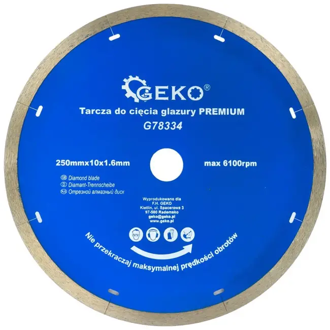 GEKO Diamantschijf - Microsegmenten - Voor porselein en keramiek - 200 mm - 1,6 mm dikte