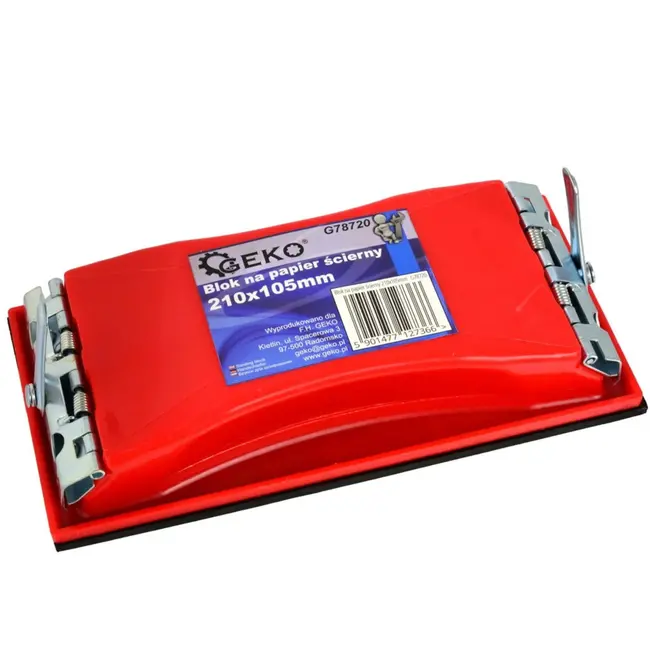 GEKO Handschuurblok - Metalen klemmen - 210x105 mm - Voor contouren en vlakke oppervlakken