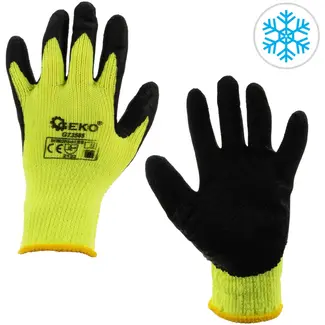 GEKO Winter werkhandschoenen - latex gecoat - isolerend - maat 9 - groen - 12 stuks