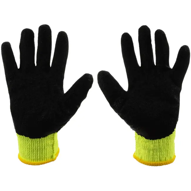 GEKO Winter werkhandschoenen - latex gecoat - isolerend - maat 9 - groen - 12 stuks