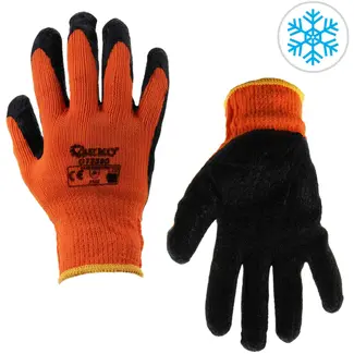 GEKO Winterhandschoenen - Latex Coating - Slijtvast - Maat 8 - Oranje - 12 stuks