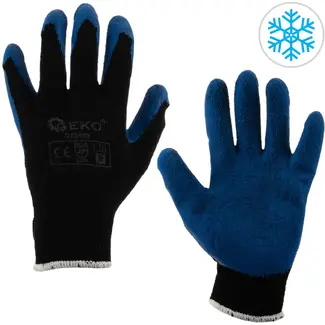 GEKO Winterhandschoenen - Latex gecoat - Slijtvast - Maat 8 - Blauw - 12 stuks