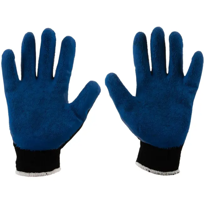 GEKO Winterhandschoenen - Latex gecoat - Slijtvast - Maat 9 - Blauw - 12 stuks