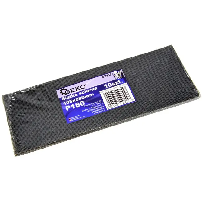 GEKO Schuurgaas - Dubbelzijdig - Siliconen Carbide - Waterbestendig - 105x280 mm - Korrel 180 - 10 stuks